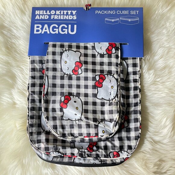 NWT Baggu Packing Cube Set - Hello Kitty Black Gingham - Picture 2 of 6
